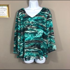 ⚠️LAST CHANCE⚠️ JENNIFER LOPEZ | Green/Blue Flowy Blouse - Size Medium